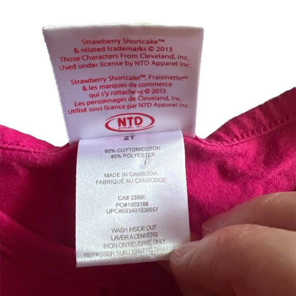 Kids Strawberry Shortcake Fur-Ever Friends Pink L/S T Shirt 2T - Picture 4 of 4